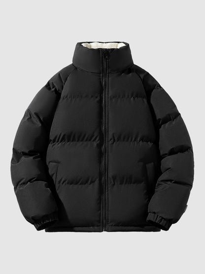 Herren Fleece-Pufferjacke Mit Kapuze Warm