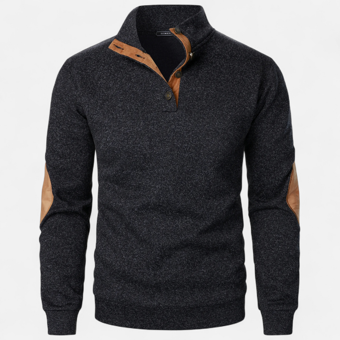 Levi Herren Strickpullover Stehkragen Patchwork Braun