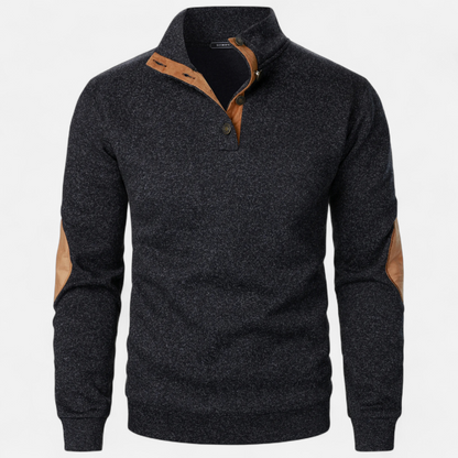 Levi Herren Strickpullover Stehkragen Patchwork Braun