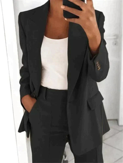 Damen Zweiteiliges Set Blazer und Weite Hose