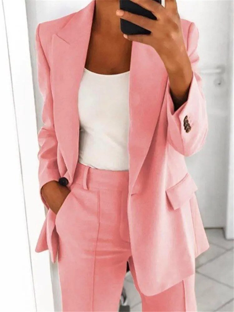 Damen Zweiteiliges Set Blazer und Weite Hose