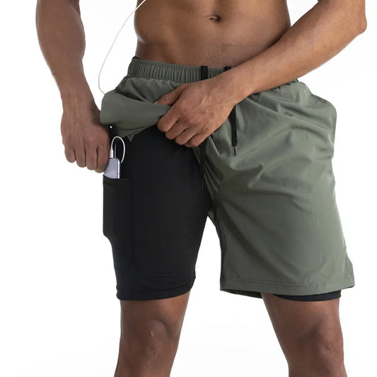 Herren Laufshorts 2-in-1 mit Taschen für Workout - Eveloria