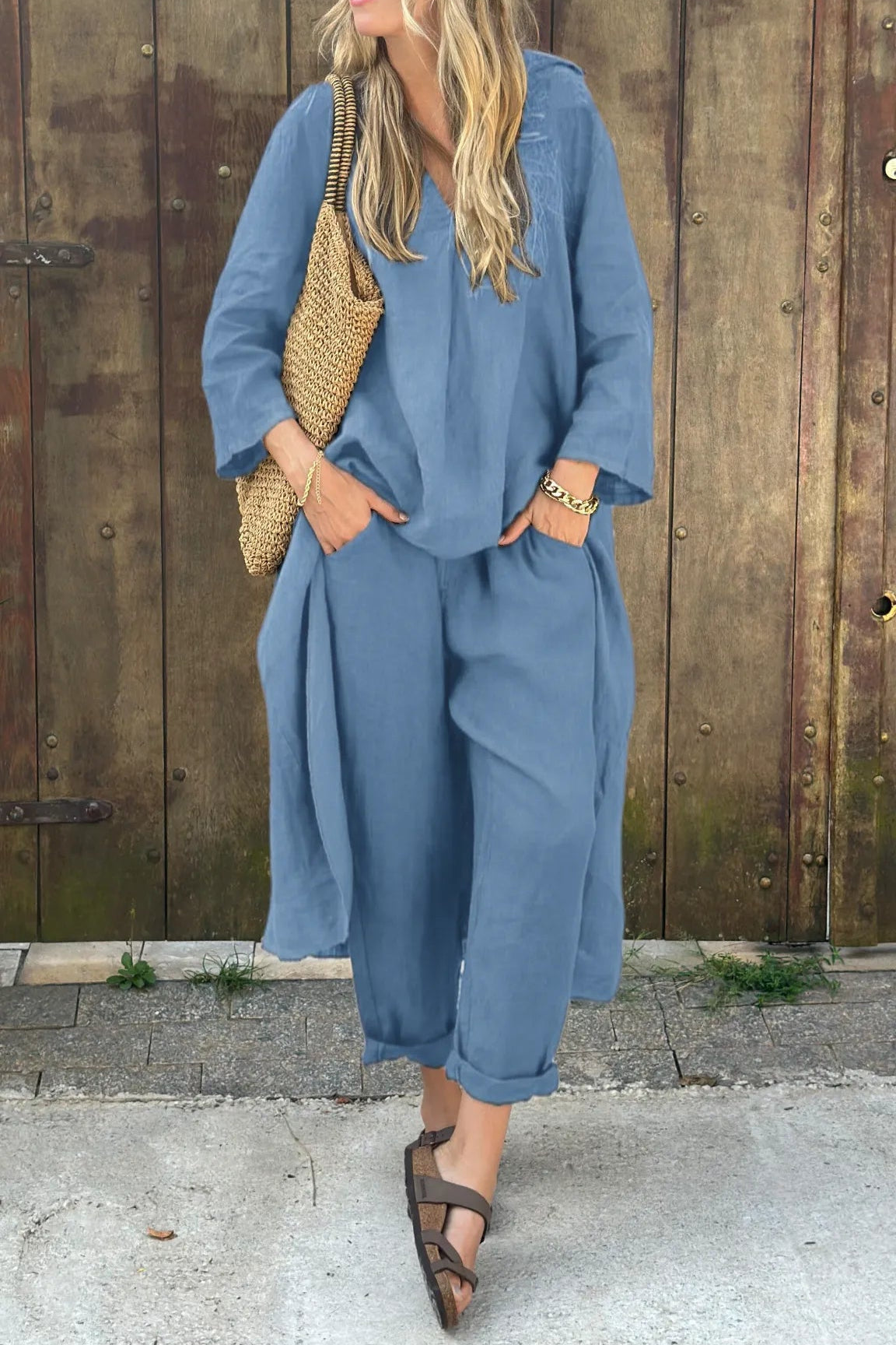 Damen 2-teiliges Strick-Loungewear-Set