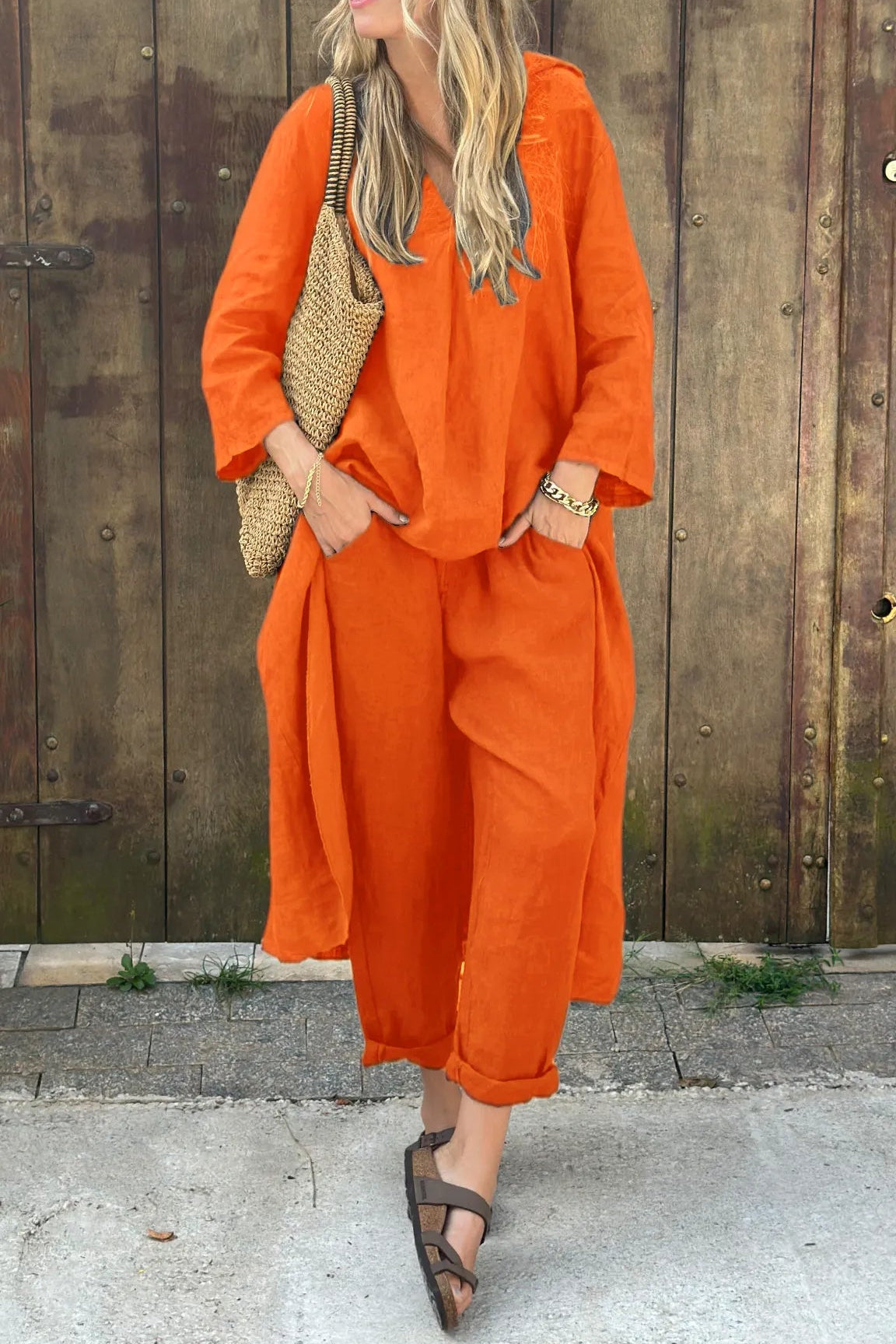 Damen 2-teiliges Strick-Loungewear-Set