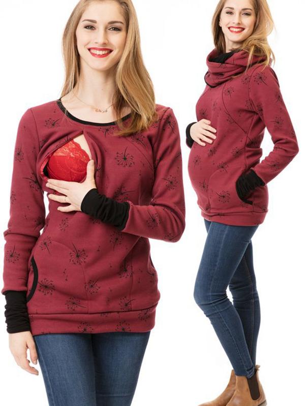 Schwangerschafts-Stillkleidung Blumendruck Sweatshirt mit