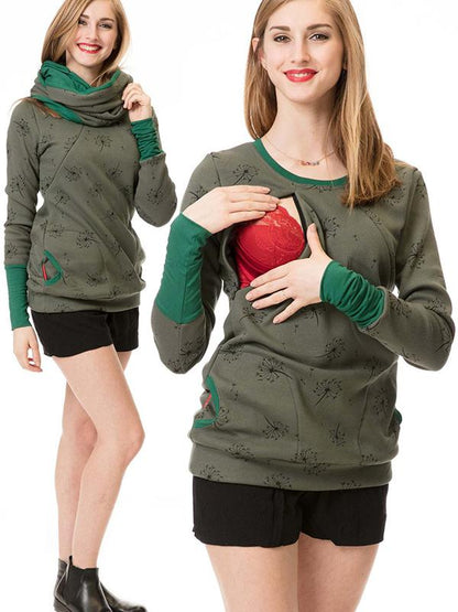 Schwangerschafts-Stillkleidung Blumendruck Sweatshirt mit