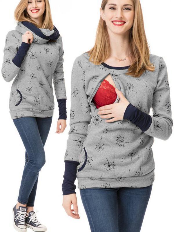 Schwangerschafts-Stillkleidung Blumendruck Sweatshirt mit