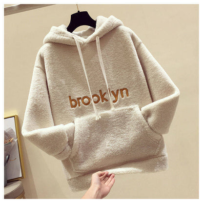 Damen Fleece Hoodie Kuschelig Kängurutasche Grau Eveloria
