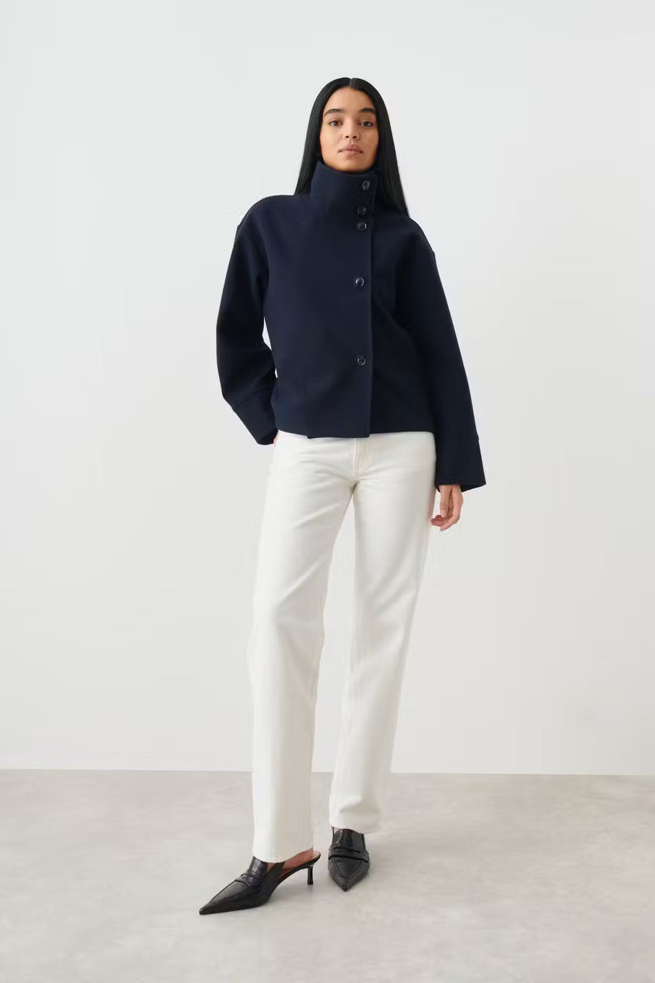 Damen Kurzjacke Stehkragen Elegantes Design