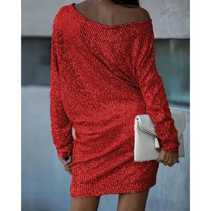 Eveloria Damen Paillettenkleid Kontrastfarben