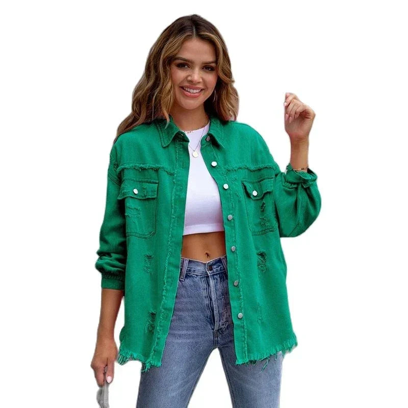 Damen Jeansjacke Zeitloser Stil Komfort Schwarz - Eveloria