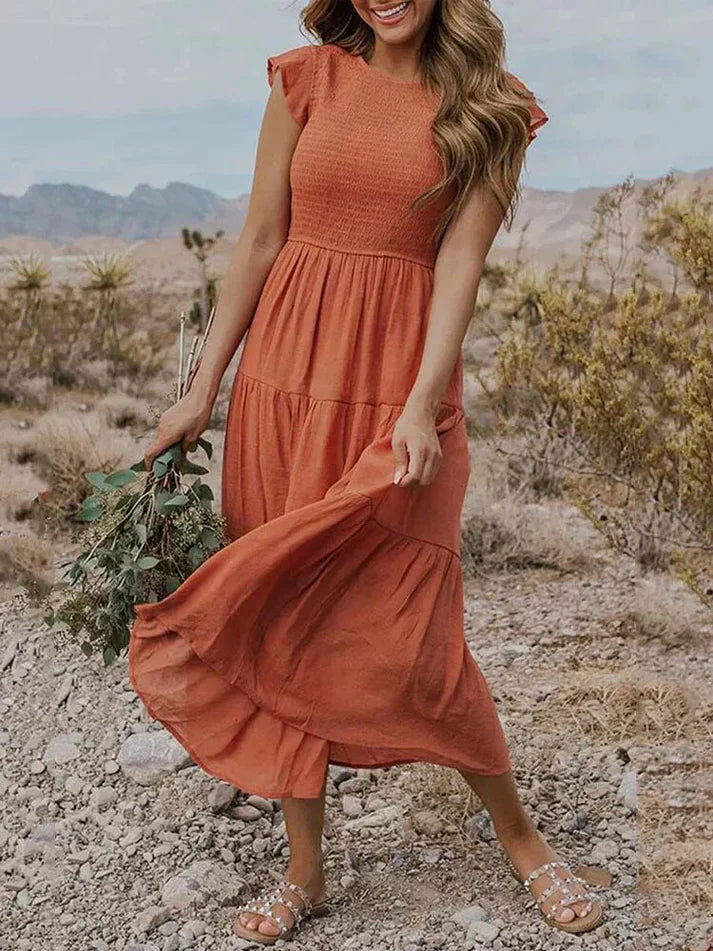 Damen Midi-Kleid Kurzärmelig - Eveloria