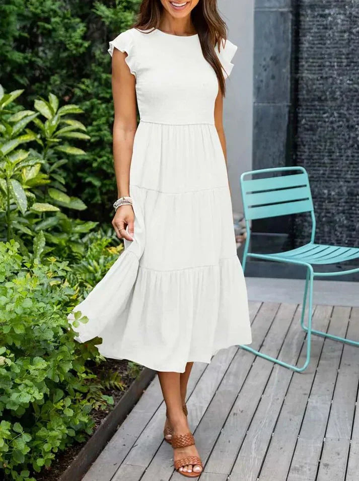 Damen Midi-Kleid Kurzärmelig