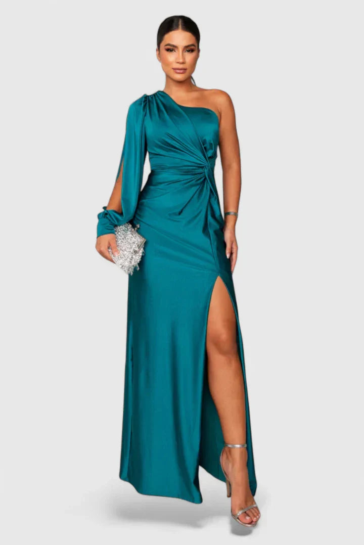 Damen Abendkleid Einer Schulter Raffung
