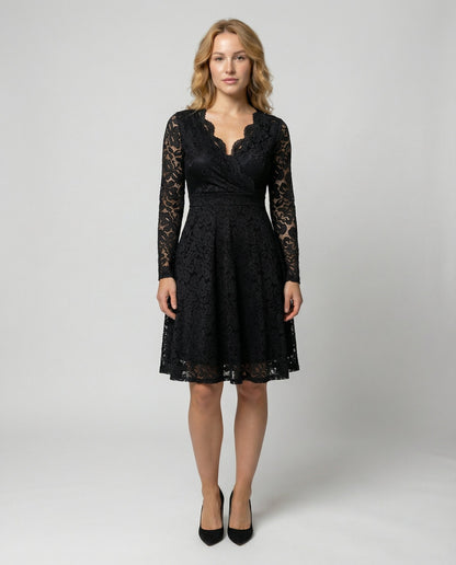 Damen Spitzenkleid Elegantes Abendkleid Weiss