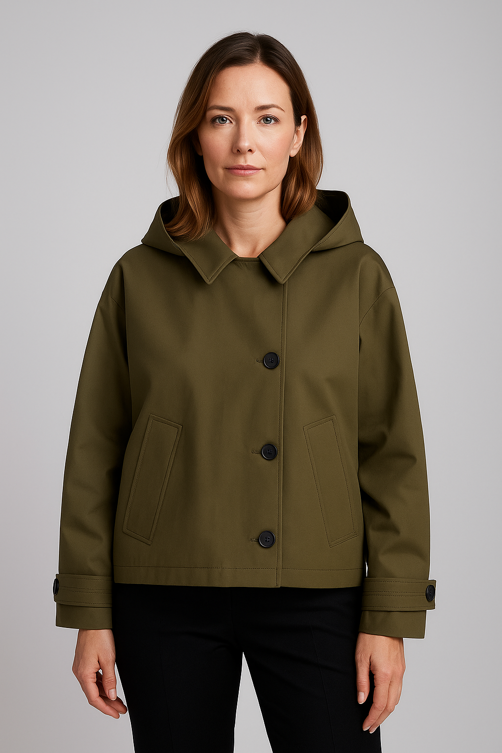 Damen Leichte Regenjacke Wasserfest Knopfleiste Blau - Eveloria