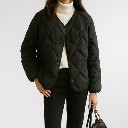 Damen Pufferjacke Warm Gesteppt Leicht