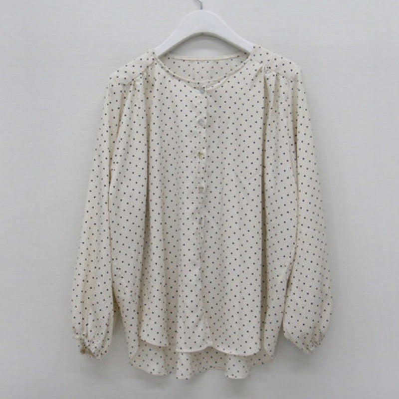Damen Bluse Puffärmel Dots-Design