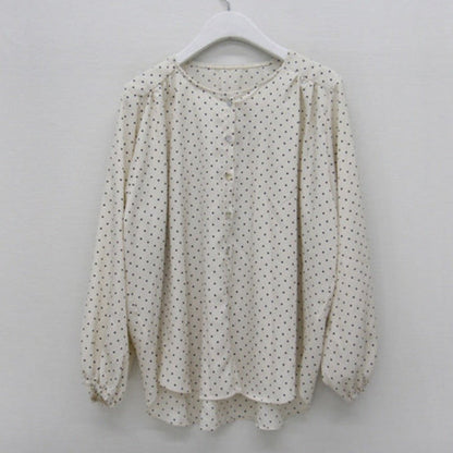 Damen Bluse Puffärmel Dots-Design