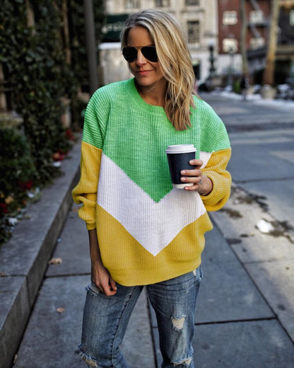 Damen Pullover Grafisches Chevron-Muster Eveloria