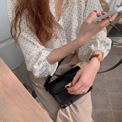 Damen Bluse Puffärmel Dots-Design