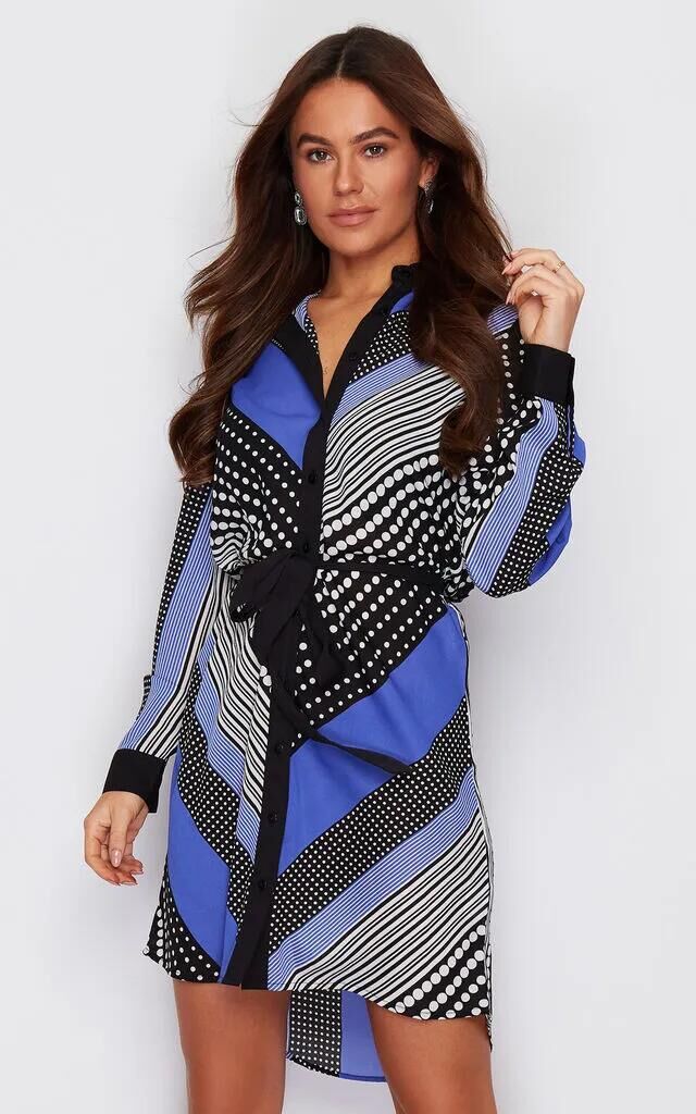 Damen Hemdblusenkleid Grafisches Design Eveloria