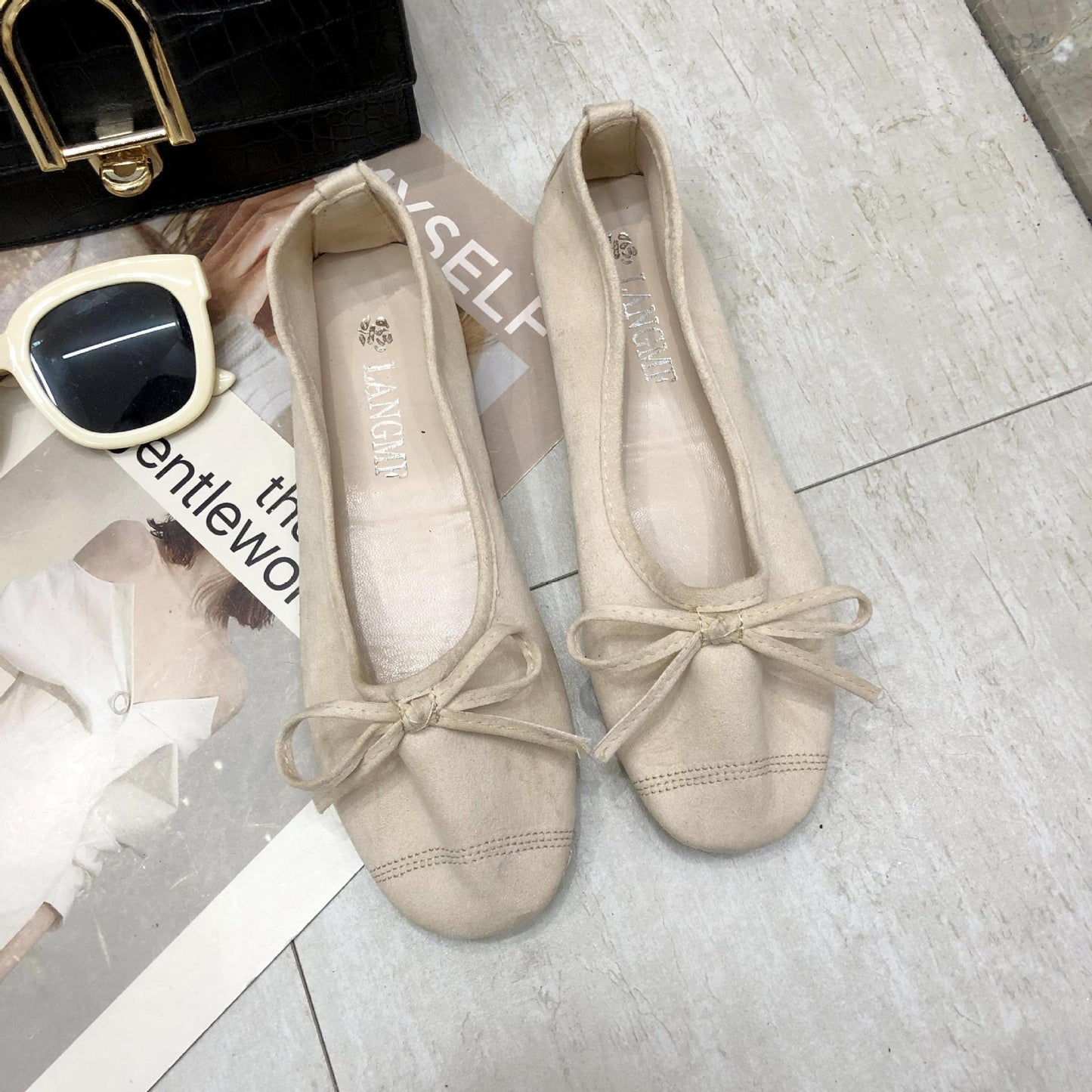 Damen Ballerinas Weiches Obermaterial Zartes Schleifen-Design Eveloria