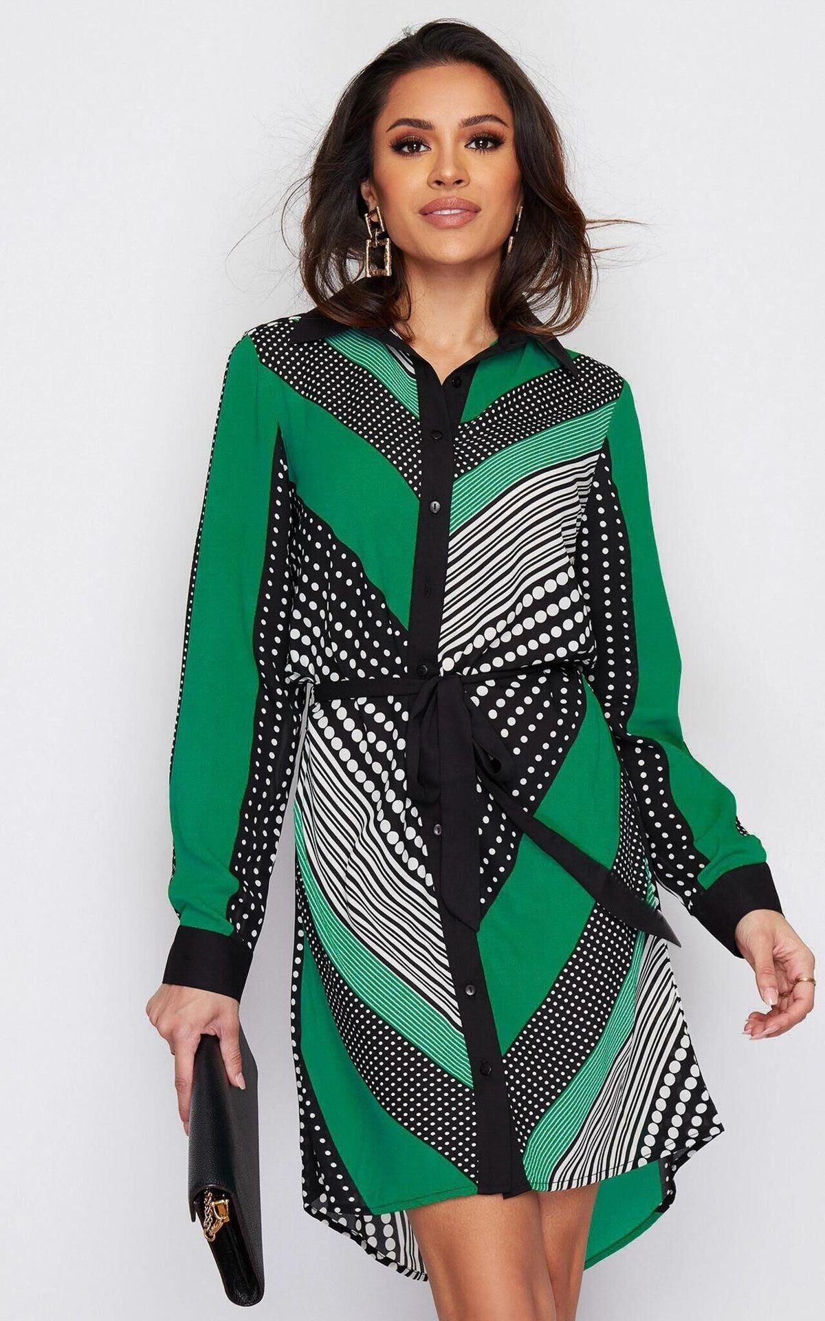 Damen Hemdblusenkleid Grafisches Design Eveloria