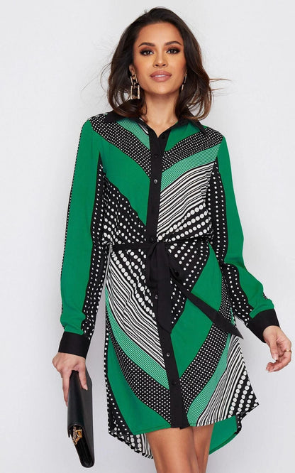 Damen Hemdblusenkleid Grafisches Design Eveloria
