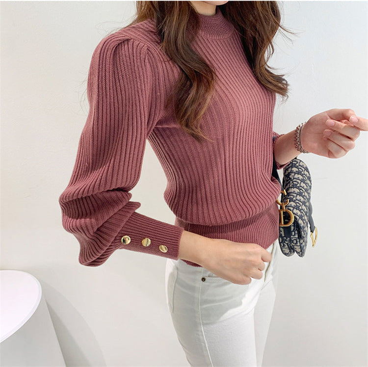 Damen Strickpullover mit Knöpfen Eveloria