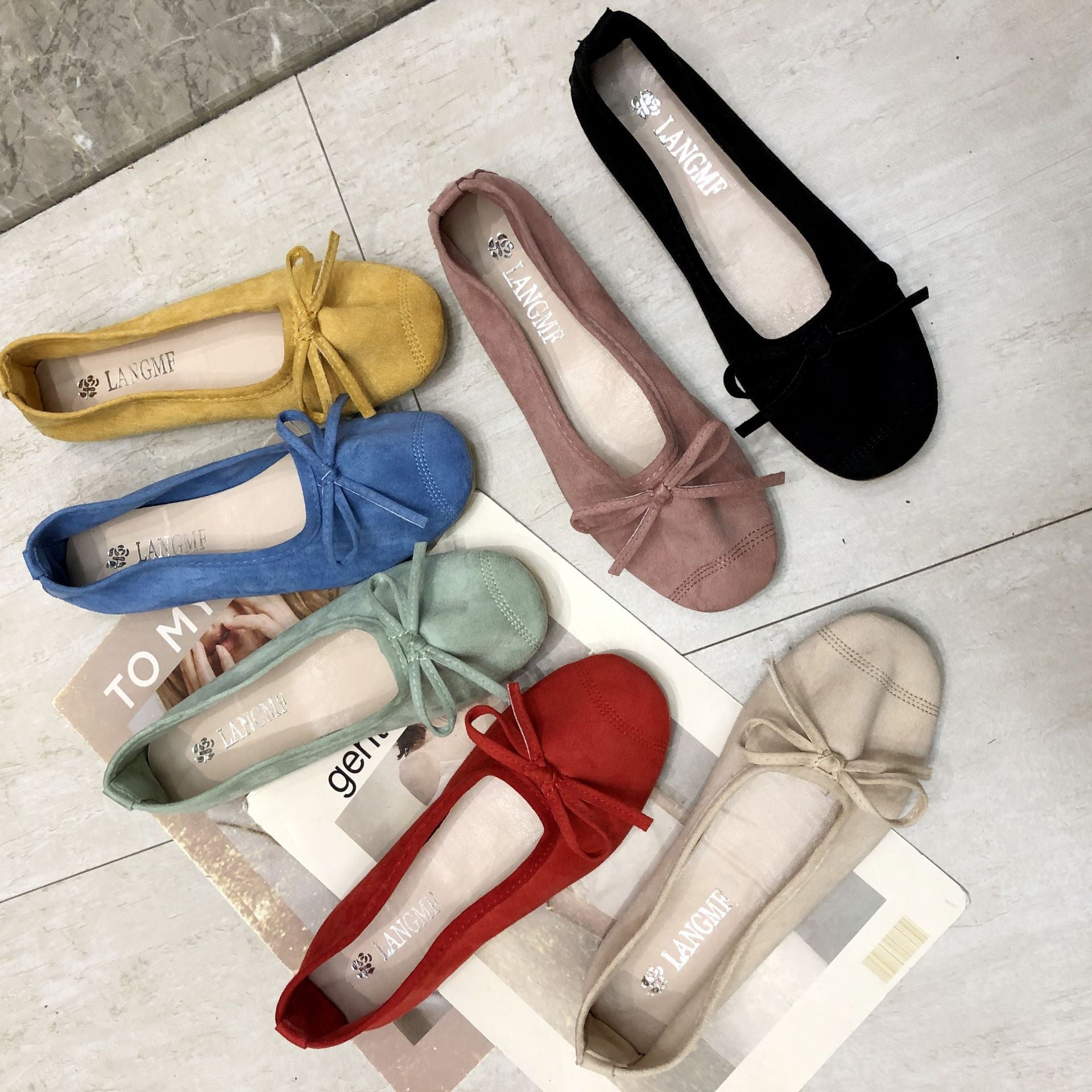 Damen Ballerinas Weiches Obermaterial Zartes Schleifen-Design Eveloria - Eveloria