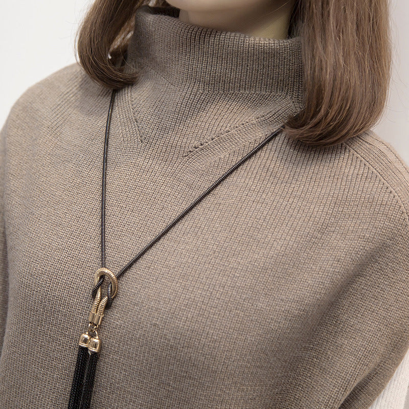 Damen Strickmantel mit Taillengürtel und hohem Kragen Eveloria