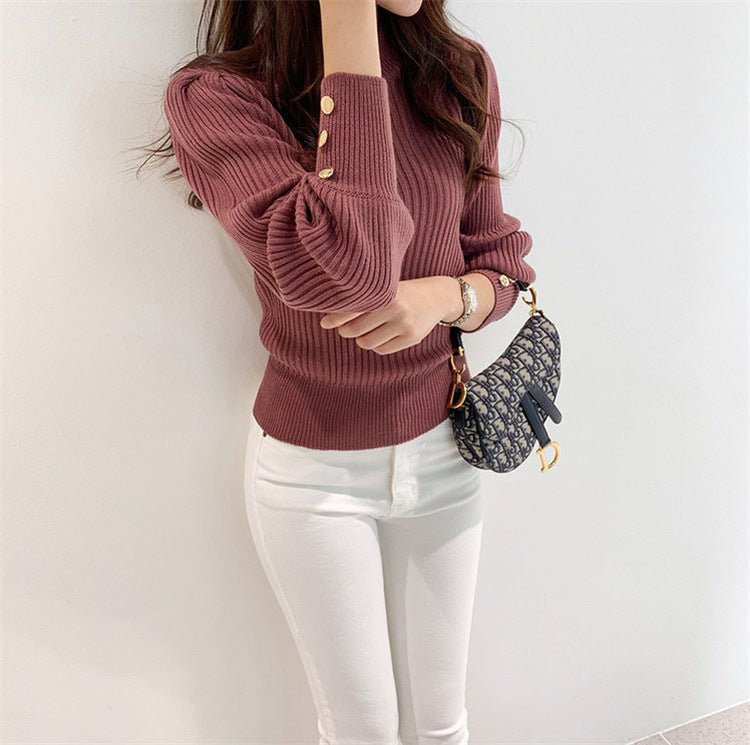 Damen Strickpullover mit Knöpfen Eveloria