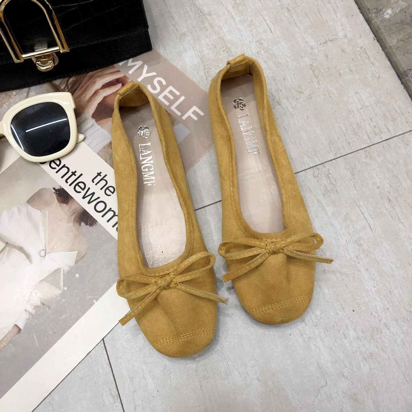 Damen Ballerinas Weiches Obermaterial Zartes Schleifen-Design Eveloria