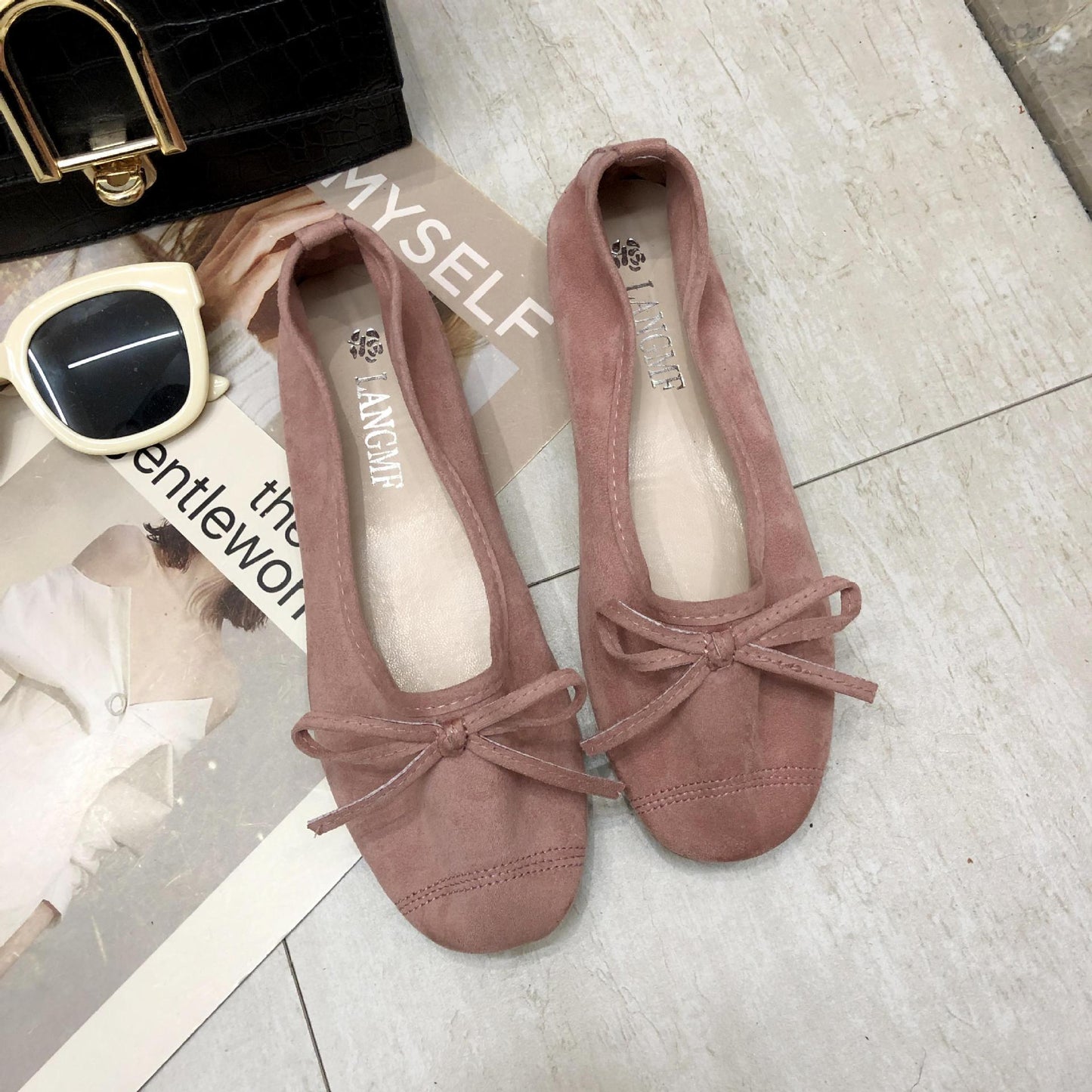 Damen Ballerinas Weiches Obermaterial Zartes Schleifen-Design Eveloria
