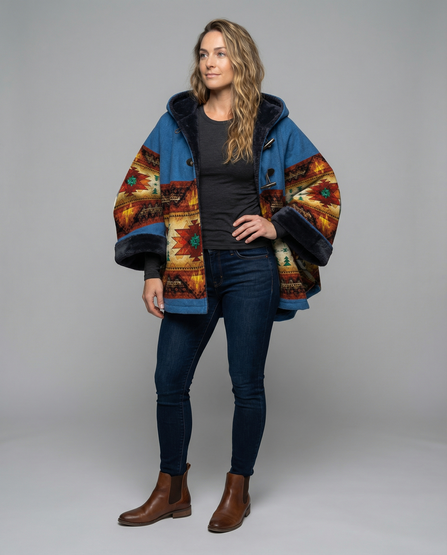 Damen Vintage-Mantel Bedruckt - Eveloria