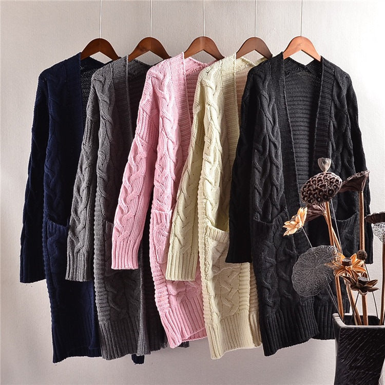 Damen Strickjacke Langärmlig Mit Taschen Eveloria - Eveloria