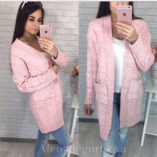 Damen Strickjacke Langärmlig Mit Taschen Eveloria