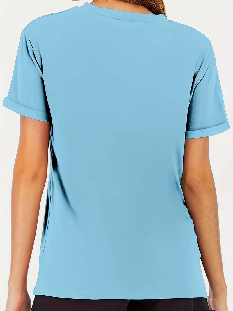 Eveloria Damen T-Shirt Löwenzahn-Print Rundhals Weiss - Eveloria