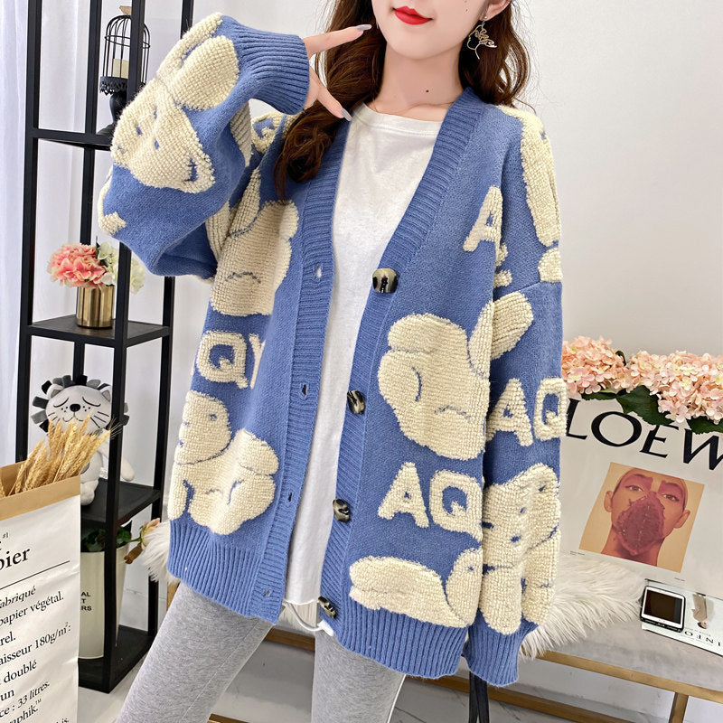Damen Strickjacke Kuschelig Großes Schriftmotiv Eveloria