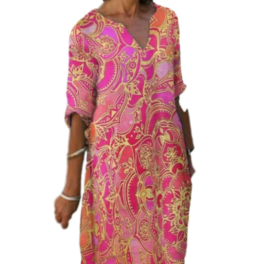 Damen Boho Strandkleid V-Ausschnitt Lässig Eveloria - Eveloria