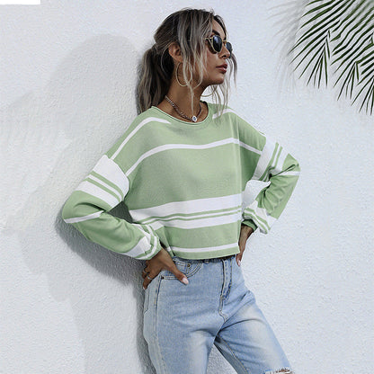 Damen Strickpullover Gestreift Locker Eveloria - Eveloria