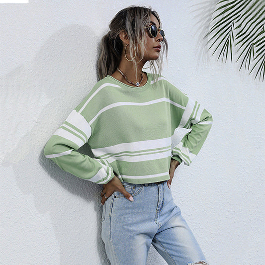 Damen Strickpullover Gestreift Locker Eveloria - Eveloria