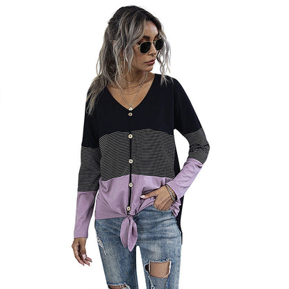 Eveloria Damen Strickjacke Knopfleiste Farbblock