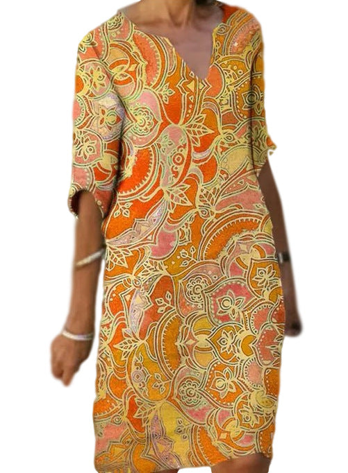 Damen Boho Strandkleid V-Ausschnitt Lässig Eveloria