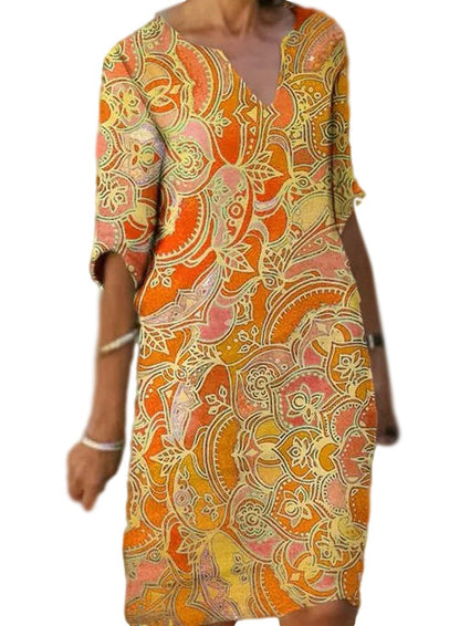 Damen Boho Strandkleid V-Ausschnitt Lässig Eveloria