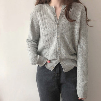 Damen Strickjacke Eingewebtes Zopfmuster Eveloria