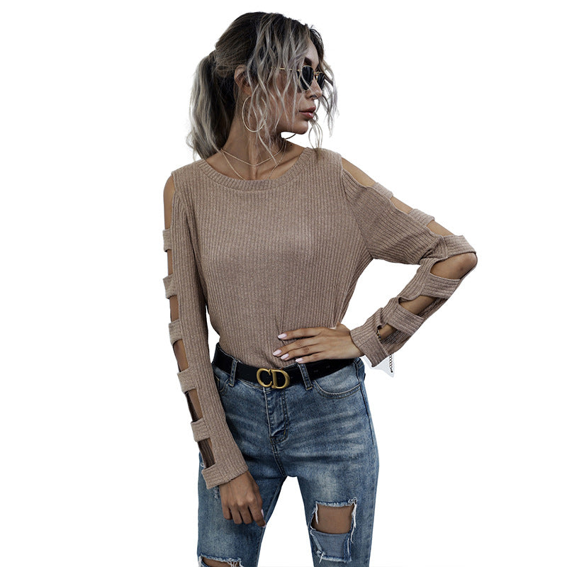 Damen Strickoberteil mit Cut-Out-Ärmeln Lässig