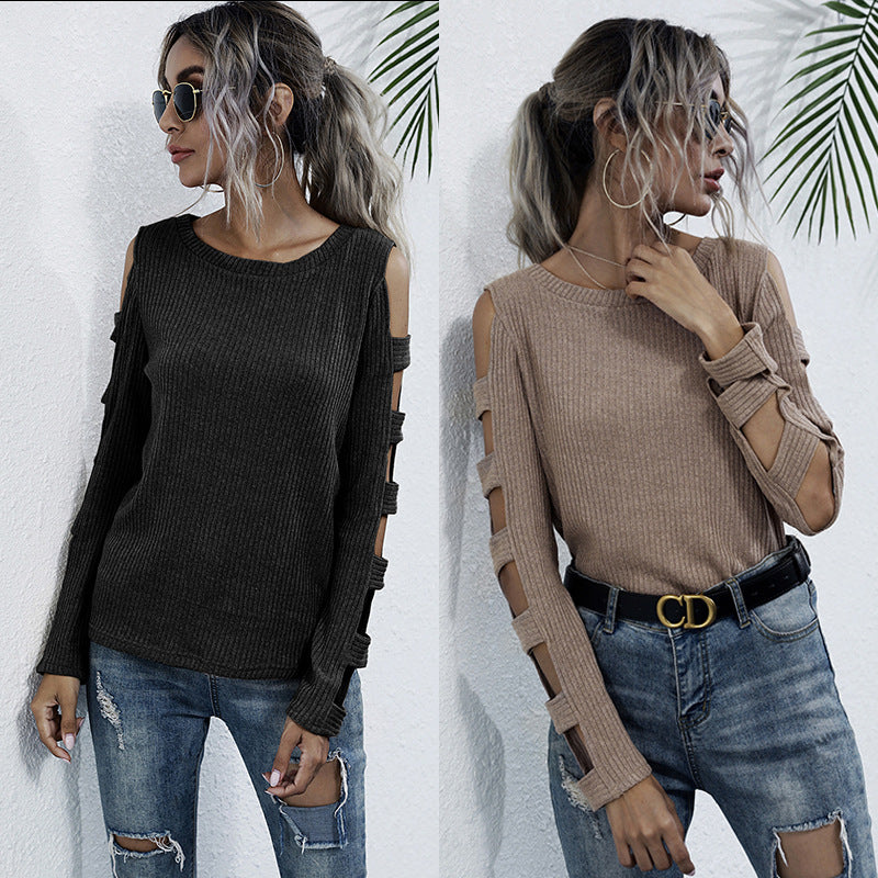Damen Strickoberteil mit Cut-Out-Ärmeln Lässig