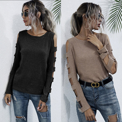 Damen Strickoberteil mit Cut-Out-Ärmeln Lässig